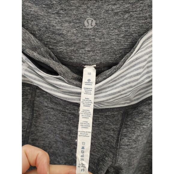 Lululemon Leggings Yogi Dance Heather Gray Ruching Legs Sz 10 - Picture 2 of 6